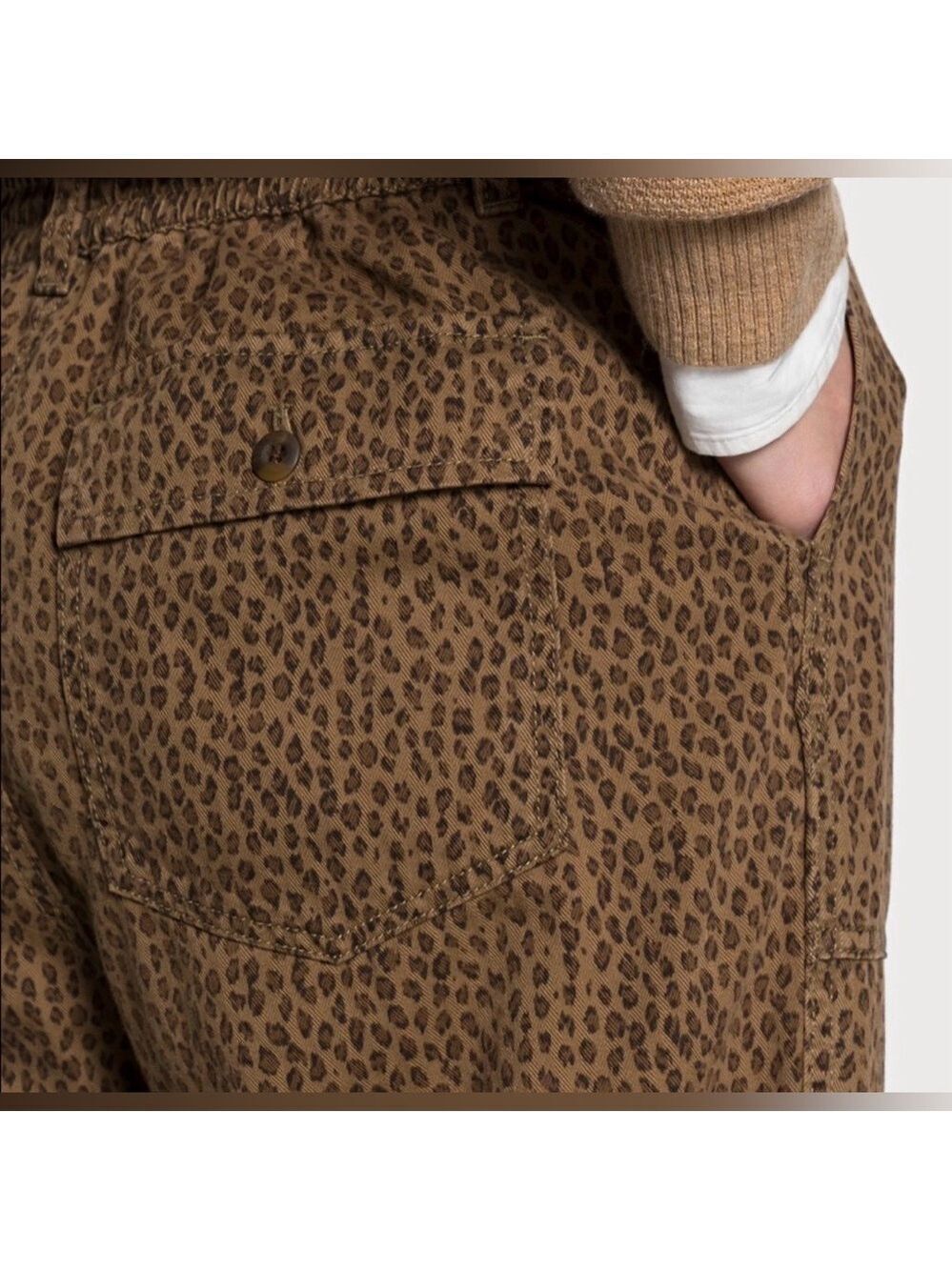 Gap High Rise Carpenter Straight Leg Pants Leopard Print Mobwife Pull-On Pants - Picture 4 of 5